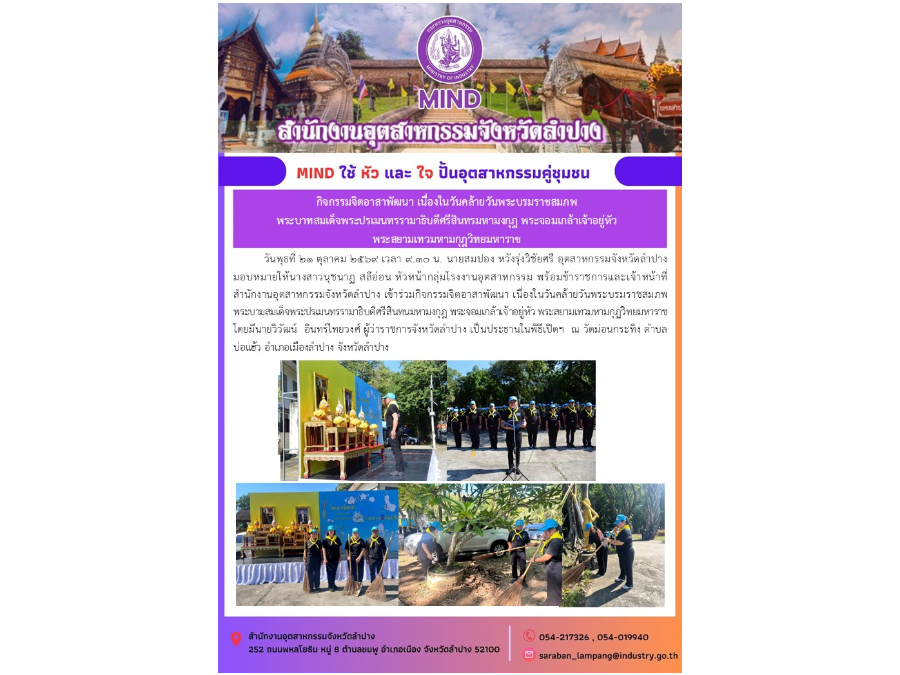 เข้าร่วมกิจกรรมจิตอาสาพัฒนา เนื่องในวันคล้ายวันพระบรมราชสมภพ พระบามสมเด็จพระปรเมนทรรามาธิบดีศรีสินทนมหามงกุฎ พระจอมเกล้าเจ้าอยู่หัวฯ
